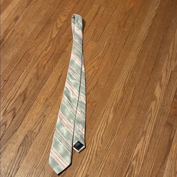 Calvin Klein Striped Tie in Gray and Pink - Picture 1 of 5